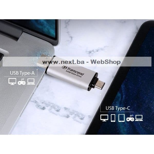SSD Eksterni 2TB Transcend ESD310C DUAL TS2TESD310C USB-C i USB-A — slika 2 od 3