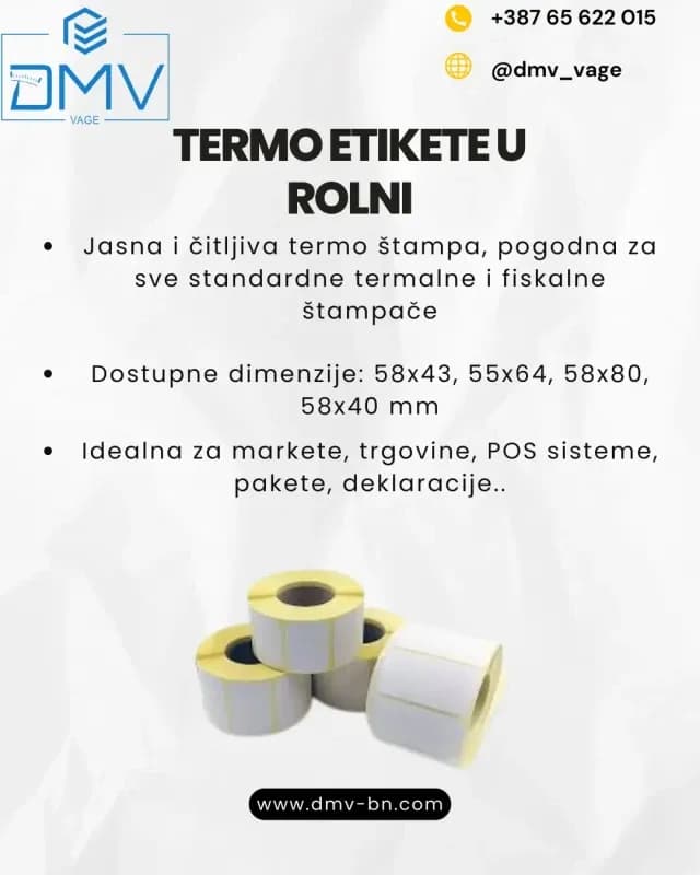 Termo etikete u roli za vage *58x43, 55x64,  58x80,  58x40 mm* — slika 3 od 3