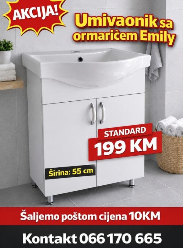 Umivaonik sa Ormaricem 55cm kupatilski ormaric lavabo Emily — slika 1 od 2