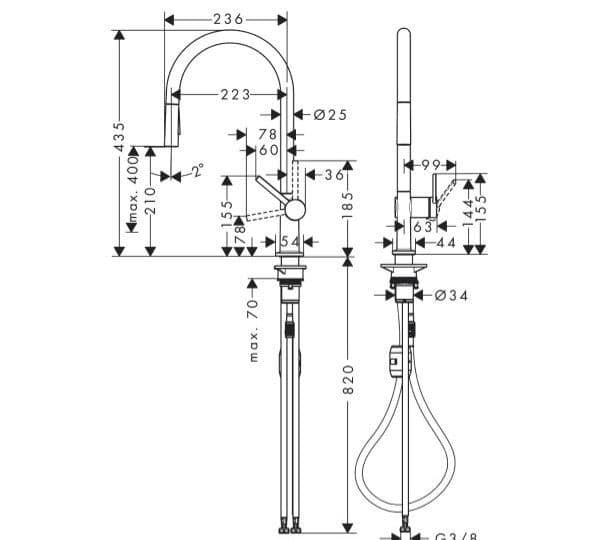 Baterija za sudoper 210 Talis Hansgrohe 72800670 — slika 2 od 2