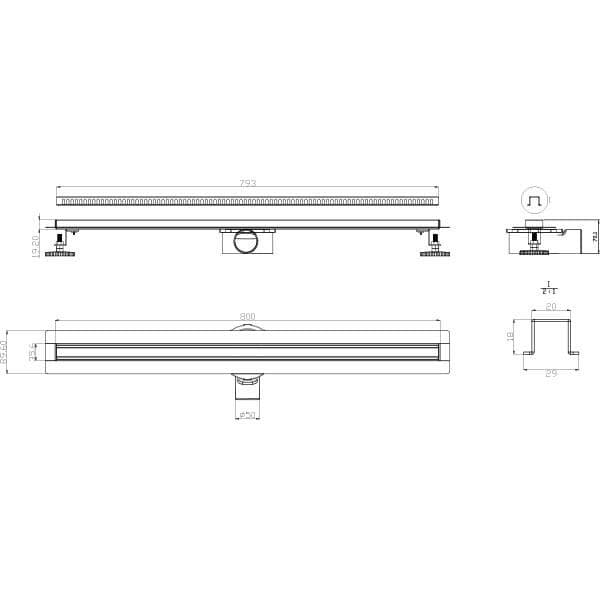 Tuš kanalica Premium S 80cm crna mat Eckle — slika 2 od 2