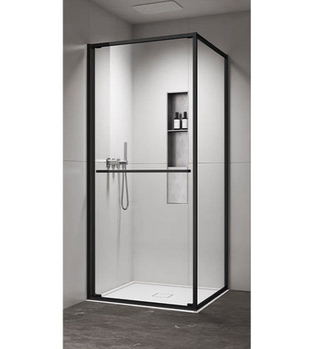 Tuš kabina kvadratna 90x90x200 6mm-Providno staklo Mat-black I — slika 1 od 3