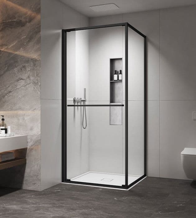 Tuš kabina kvadratna 90x90x200 6mm-Providno staklo Mat-black I — slika 2 od 3