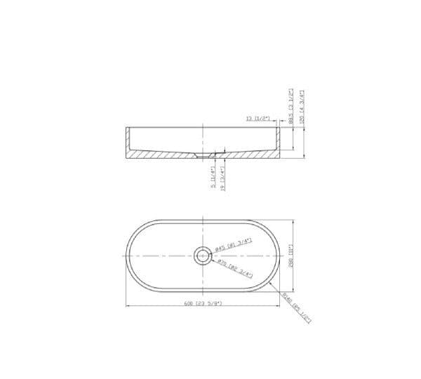 Umivaonik nadgradni 60 cm bijeli mat s piletom AURA — slika 3 od 3