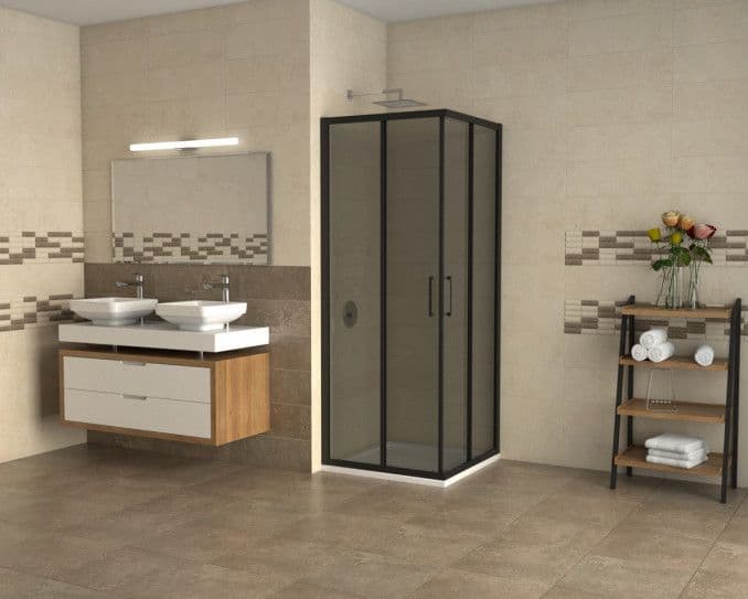 Tuš kabina kvadratna 90x90x195 6mm ATLAS BLACK I — slika 2 od 2