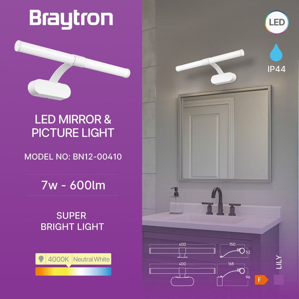 LED rasvjeta za ogledalo BRY-LILY-C.400-7W-4000K-Braytron — slika 2 od 6