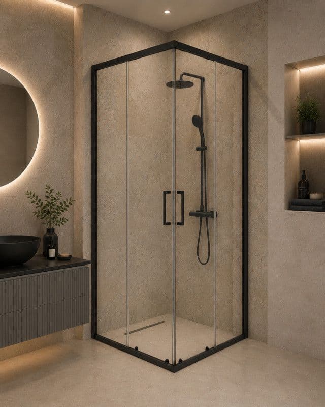 Tuš kabina kvadratna 90x90x195 6mm ATLAS BLACK C-02-B43K900 I — slika 1 od 1