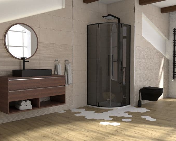 Tuš kabina polukružna R80x200-6mm ABSOLUT BLACK I — slika 2 od 3