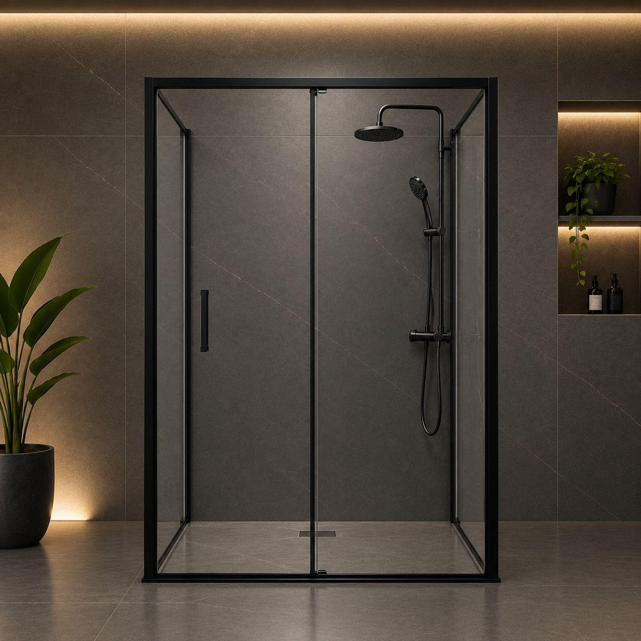 Tuš kabina sa tri strane 100x90 6mm ATLAS PRO mat crna I — slika 1 od 1