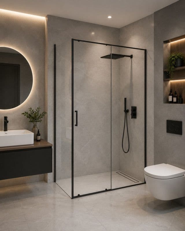 Tuš kabina 120x80 6mm ATLAS PRO mat crna I — slika 1 od 1
