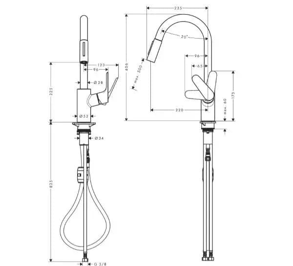 Česma Slavina za sudoper 240 Focus Hansgrohe 31815000 — slika 2 od 2