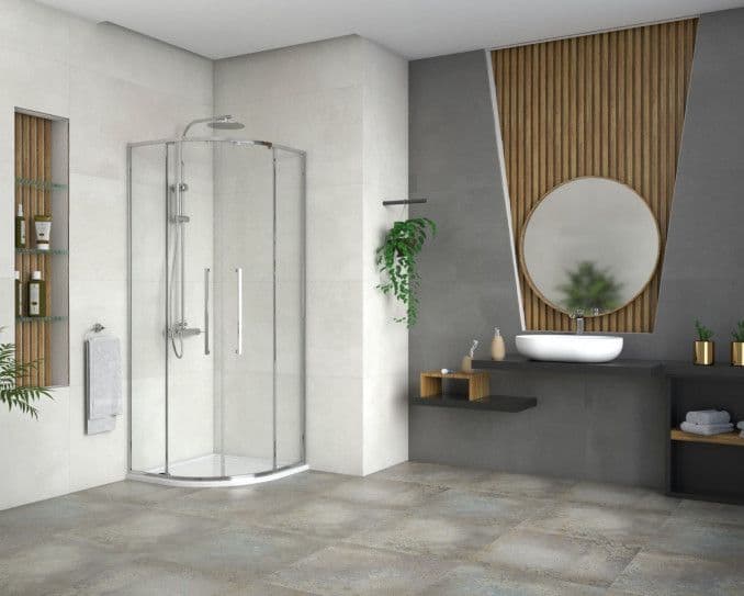 Tuš Kabina polukružna R90x200 6mm DEVON Tanki ram I — slika 2 od 3
