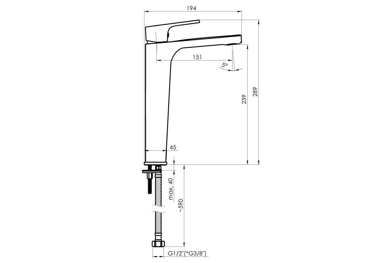 Baterija za Umivaonik MODENA crna RUBINETA MDD0168 H — slika 3 od 3