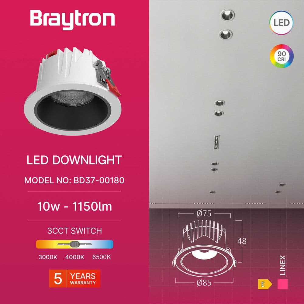 Led spot ugradni 10W-3CCT-bijeli Braytron — slika 5 od 6