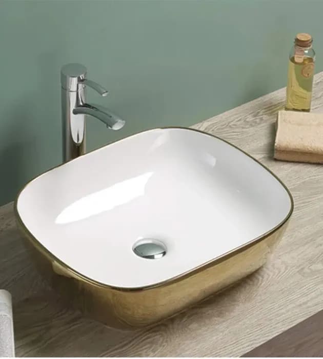 Umivaonik Lavabo COPEN nadgradni 505x405x140mm zlatno bijeli — slika 1 od 2