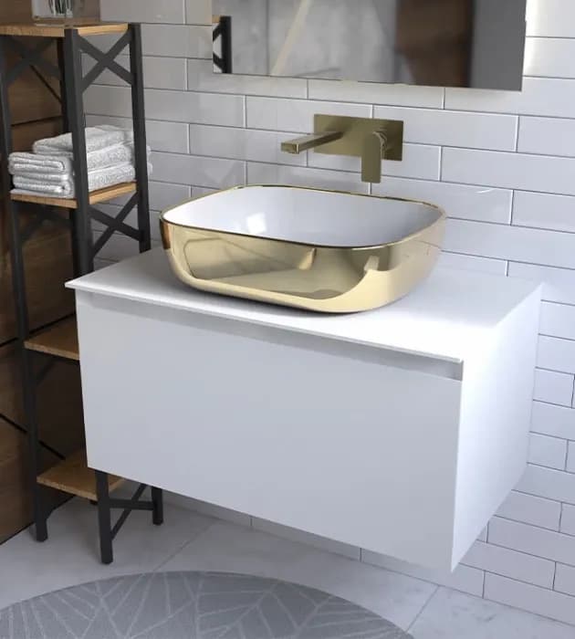 Umivaonik Lavabo COPEN nadgradni 505x405x140mm zlatno bijeli — slika 2 od 2