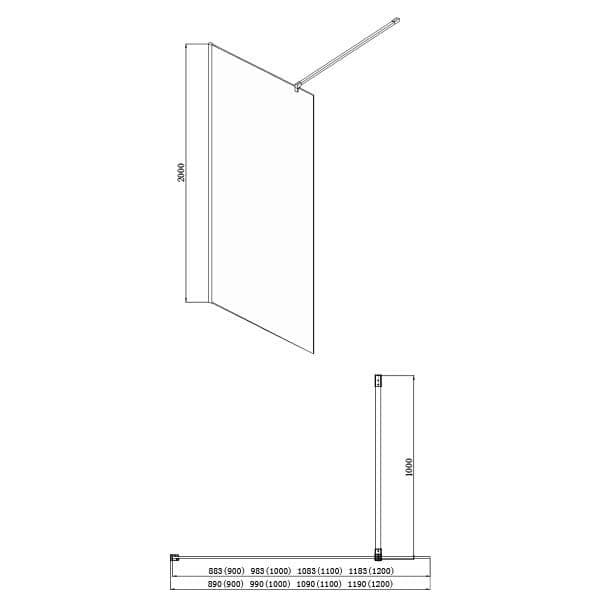 Tuš kabina "Walk In" 900mm Eckle — slika 2 od 2