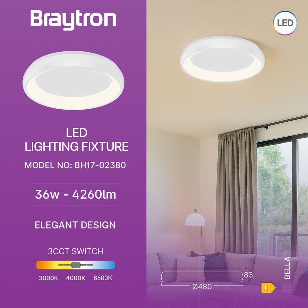 Plafonjera LED BRY-BELLA-MLS-SR-okrugla bijela-36W IP20 Braytron — slika 3 od 7