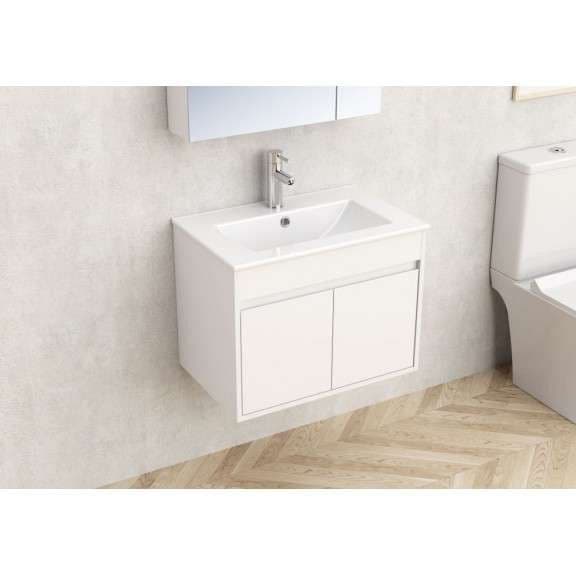 Zidni kupatilski ormarić+umivaonik 61x39.5x47cm pvc bijeli MG — slika 1 od 4