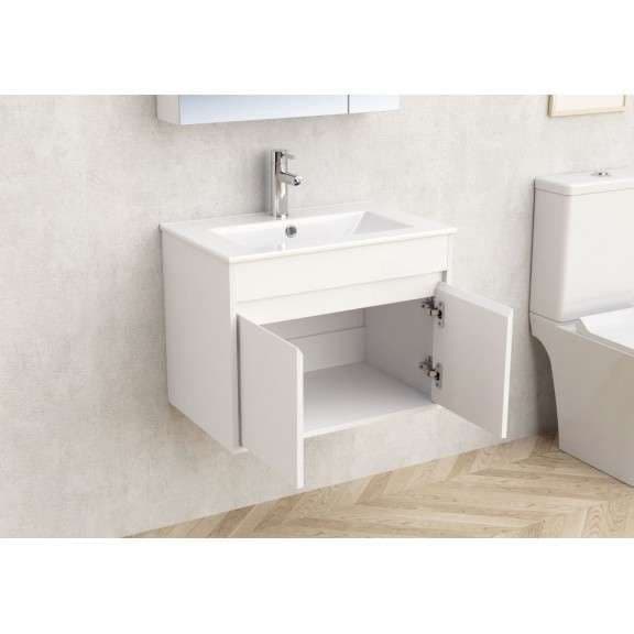 Zidni kupatilski ormarić+umivaonik 61x39.5x47cm pvc bijeli MG — slika 2 od 4