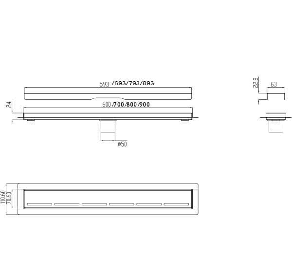 Tuš kanalica 900mm inox Fox Seel 2 Eckle — slika 2 od 2