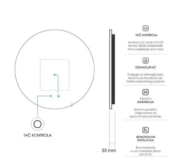 Ogledalo LED fi 900mm Ankaa H5.01 — slika 2 od 2