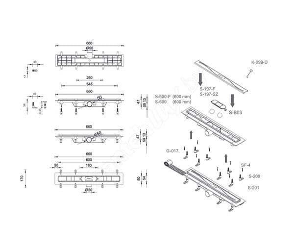 Tuš kanalica 60cm Domino Styron — slika 2 od 2
