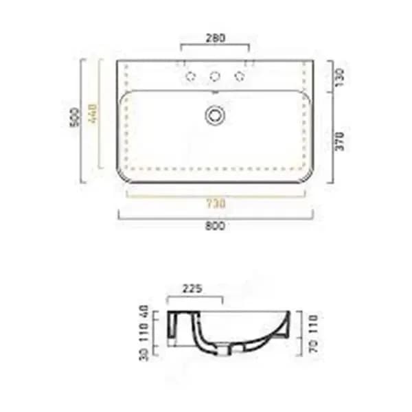 Umivaonik Lavabo Green 80 180gr Catalano — slika 2 od 3