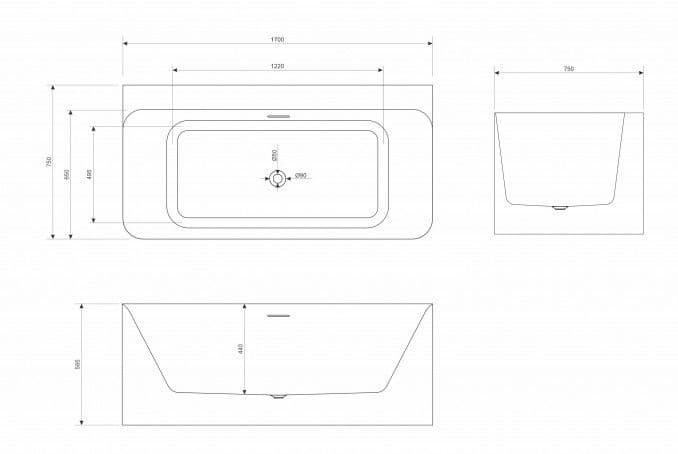 Kada samostojeca COPEN HEDY 1700x745x585mm I — slika 2 od 3