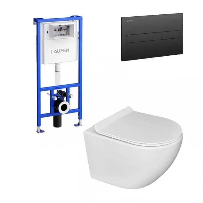 Vodokotlic ugradni LAUFEN mat crni set sa wc šoljom i wc daskom I — slika 3 od 11