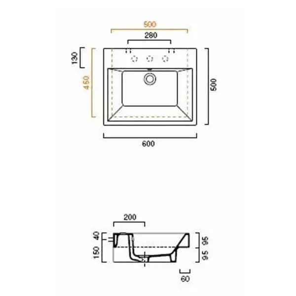 Umivaonik Lavabo Zero 60x50 Catalano — slika 2 od 3