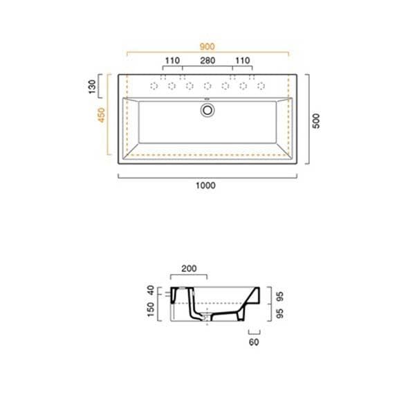 Umivaonik Zero 100x50 Catalano — slika 2 od 3