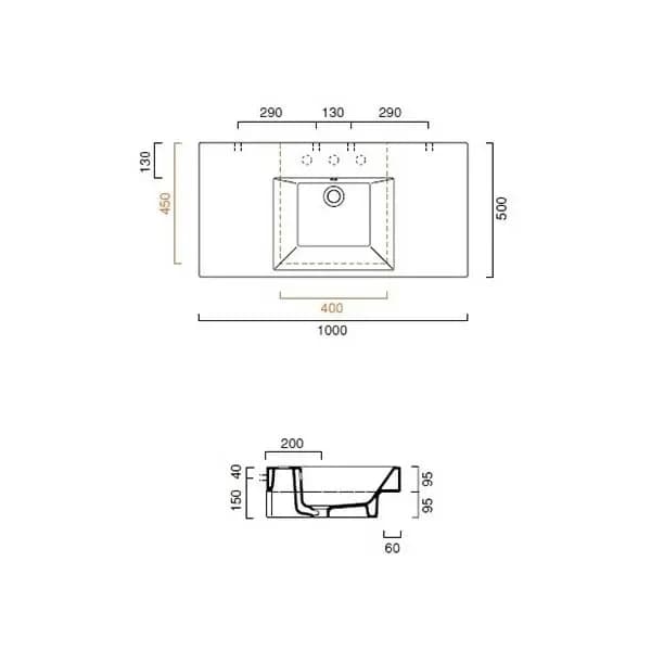Umivaonik Lavabo Zero Domino 100x50 Catalano — slika 3 od 3