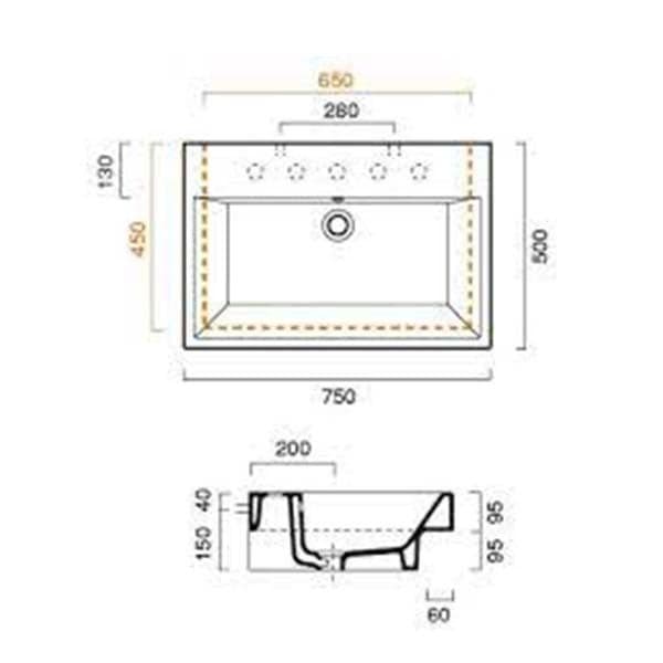 Umivaonik Zero 75x50 Catalano — slika 2 od 3