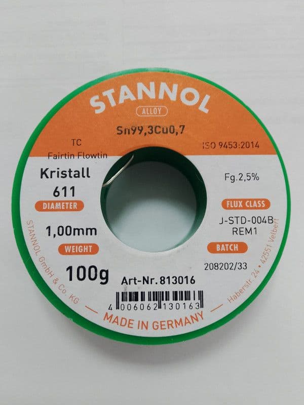 BEZOLOVNI TINOL Sn99,3Cu0,7 1mm 100gr — slika 1 od 2
