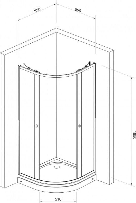 Tuš kabina polukružna 90x90x185-4mm MAT STAKLO I — slika 2 od 2