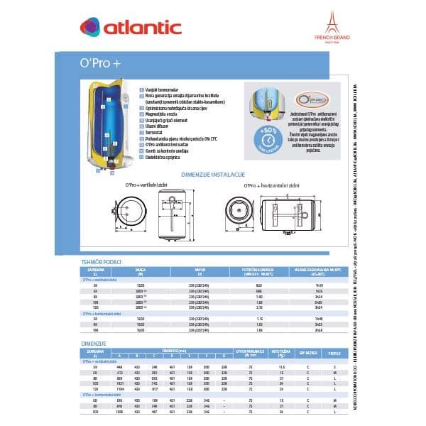 Bojler Atlantik O'Pro Plus 50 l — slika 4 od 5