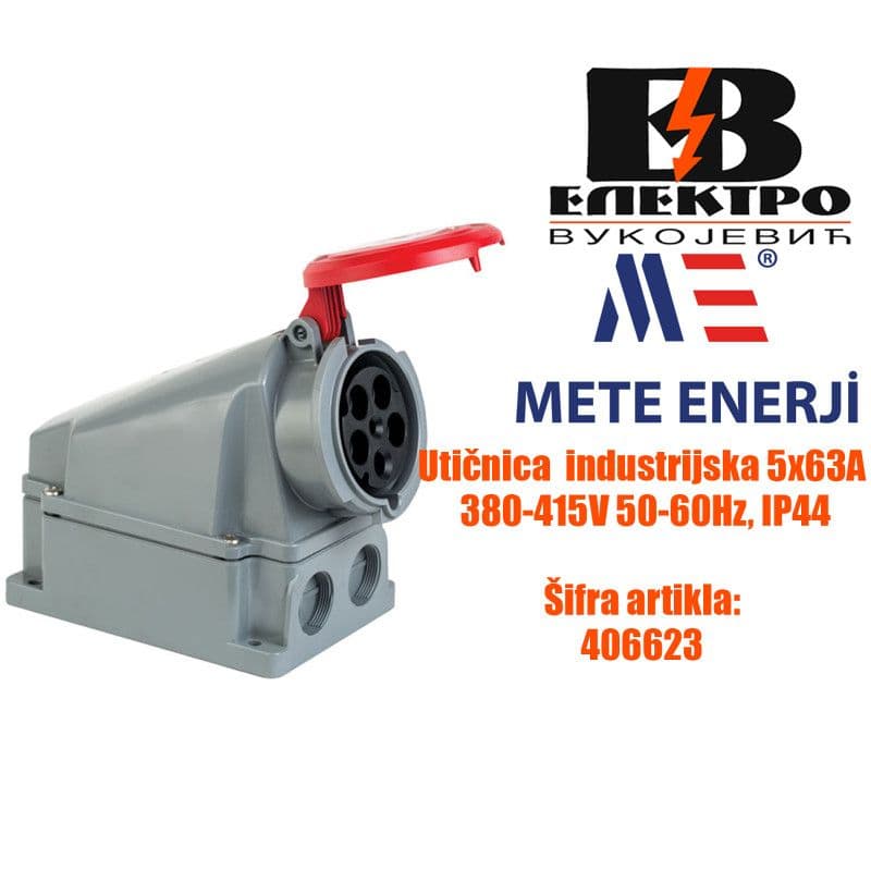 Utičnica industrijska 5x63A 380-415V IP44 Mete Enerji — slika 2 od 2