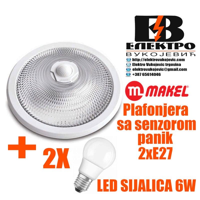 PANIK PLAFONJERA LED SA SENZOROM 2XE27 — slika 4 od 12