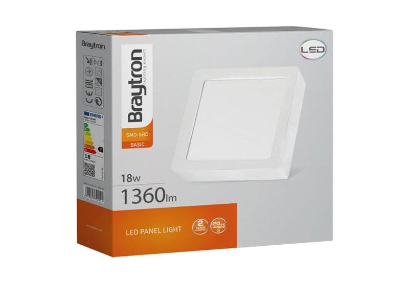 Led Panel Nadgradni Kvadratni 18W 6500K Braytron — slika 2 od 5