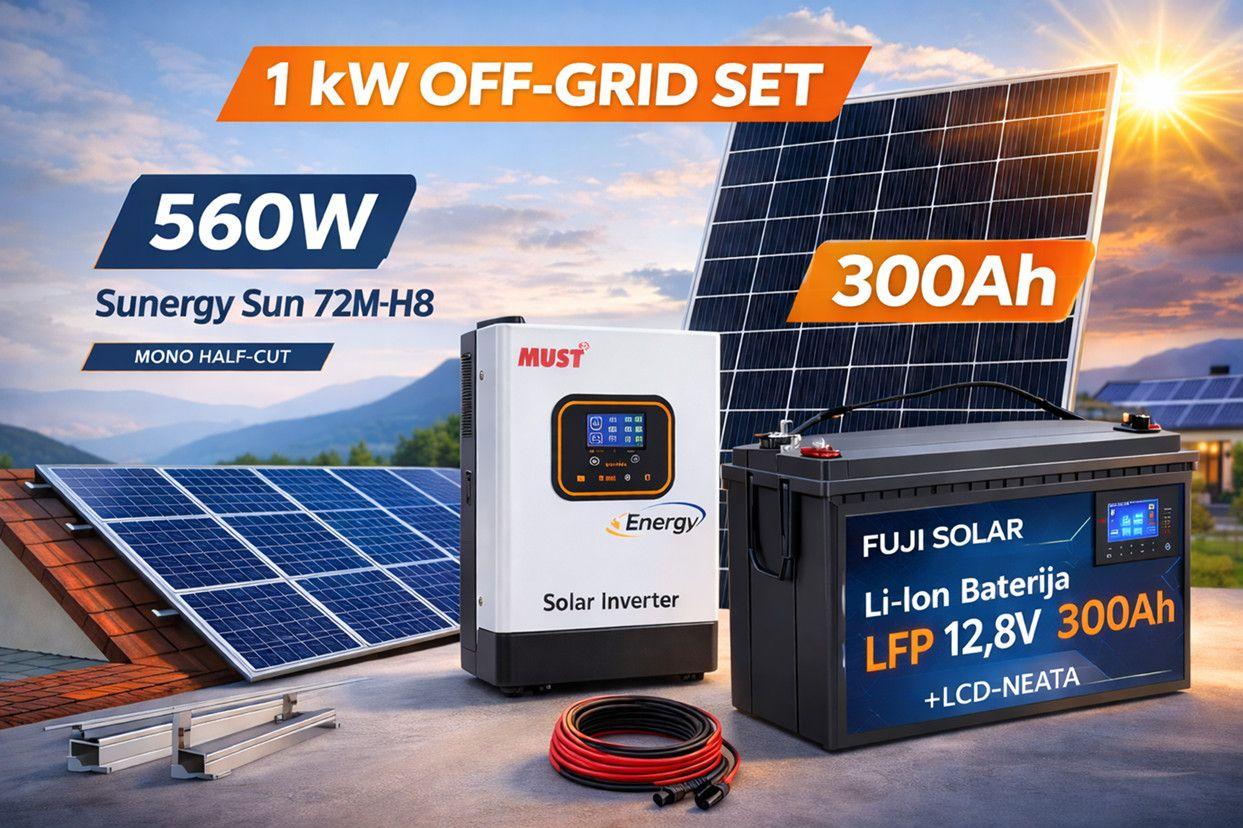Solarni Off-Grid Sustav 1kW / 560W - Fuji 300Ah Autonomija — slika 1 od 1