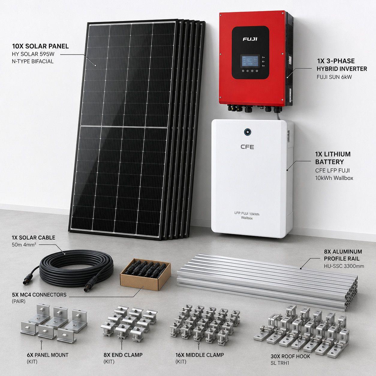 FUJI Hibridni Solarni Set 5.95 kWp s Baterijom od 10 kWh — slika 1 od 1
