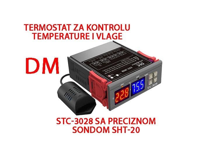 Termostat za temperatura i vlagu za sušaru inkubator valionik STC3028 STC 3028 — slika 2 od 3