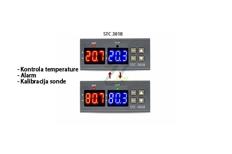 Termostat sa alarmom STC 3018 za inkubatore sušare grijanje hlađenje — slika 2 od 2