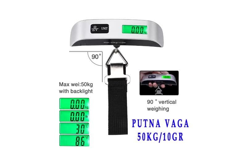 Putna vaga 50kg 10gr digitalni LCD ekran + baterija — slika 8 od 8