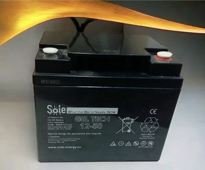 Gel Akumulator 50Ah 12V 19.5x17x16.5 cm C100 Deep Cycle za Sol... — slika 1 od 1