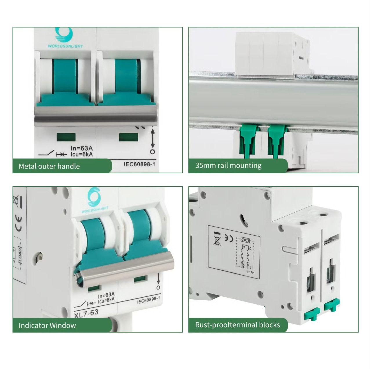OSIGURAČ XL7-63 2P 63A 500 VDC MCB — slika 1 od 1