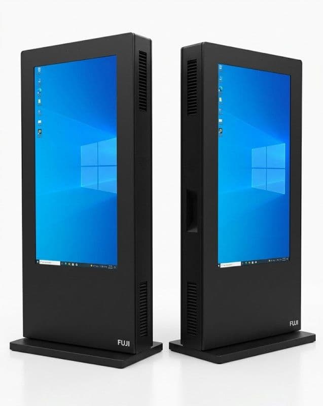 FUJI 65 inčni crni podni stalak sa duplim ekranom Windows totem — slika 1 od 1