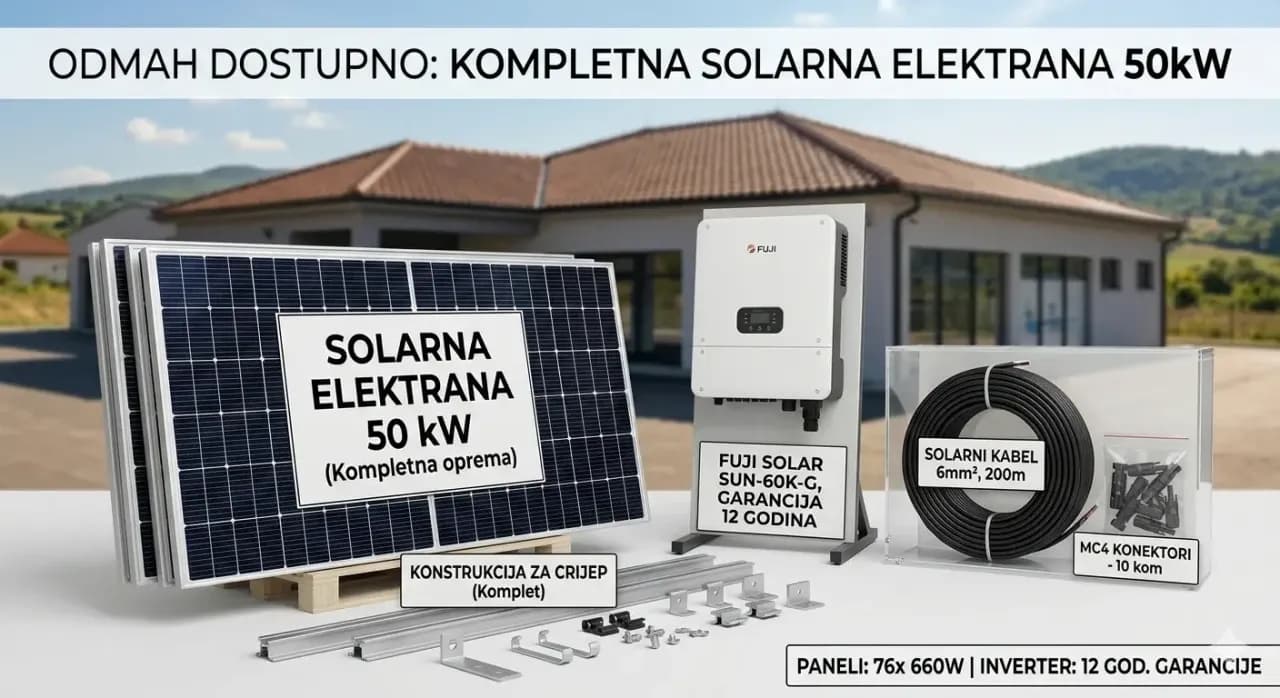 Solarna elektrana 50kW Komplet Paneli 660W + Inverter Fuji Solar — slika 1 od 1