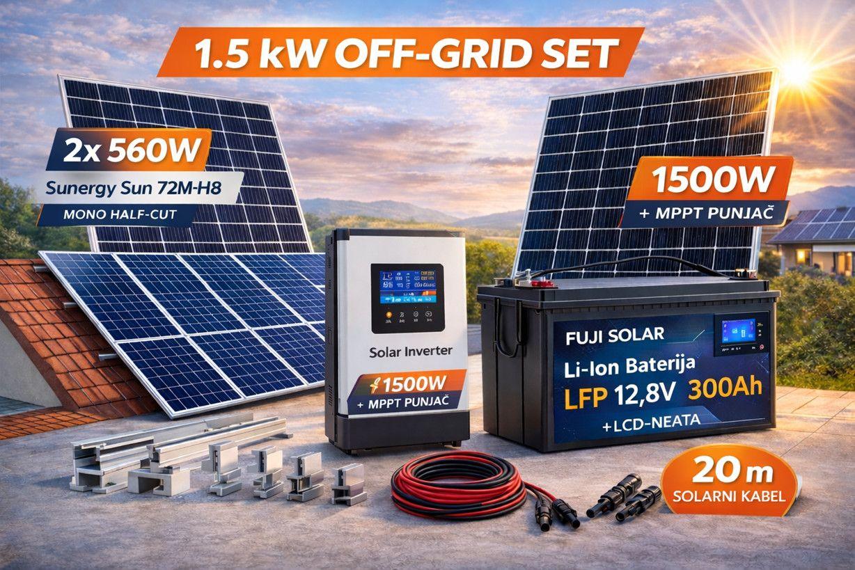 Solarni Off-Grid Sustav 1.5kW / 1120W - Fuji 300Ah Autonomija — slika 1 od 1